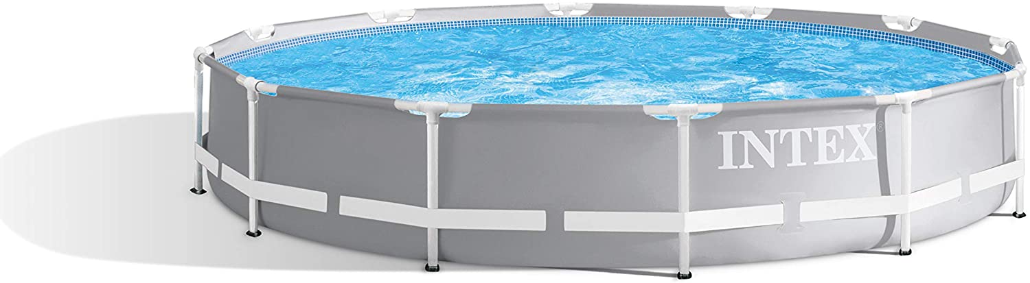 Intex Prism Premium 12ft x 30in Metal Frame Swimming Pool, Blue, 366 x 76 cm with Filter and Pump