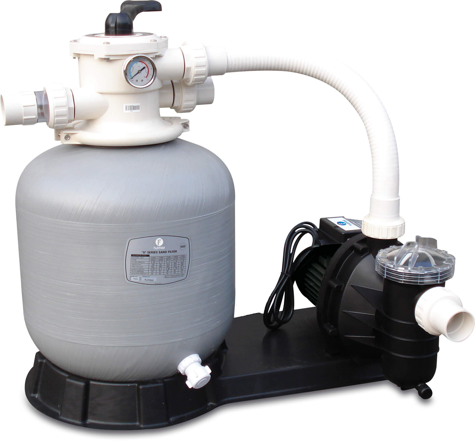 Flotide FSF400 heavy duty sand filter and pump set with 6-way valve
