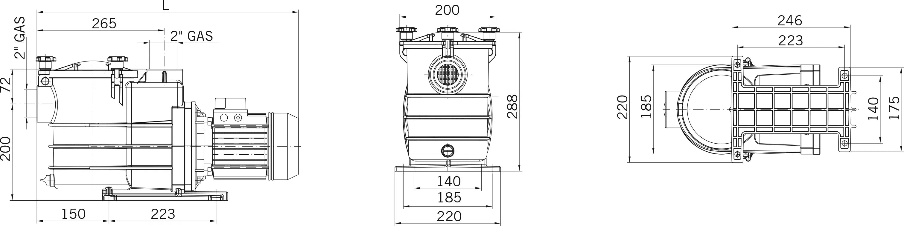 PSH Swimming Pool Pump  2 inch female thread ND 2.0