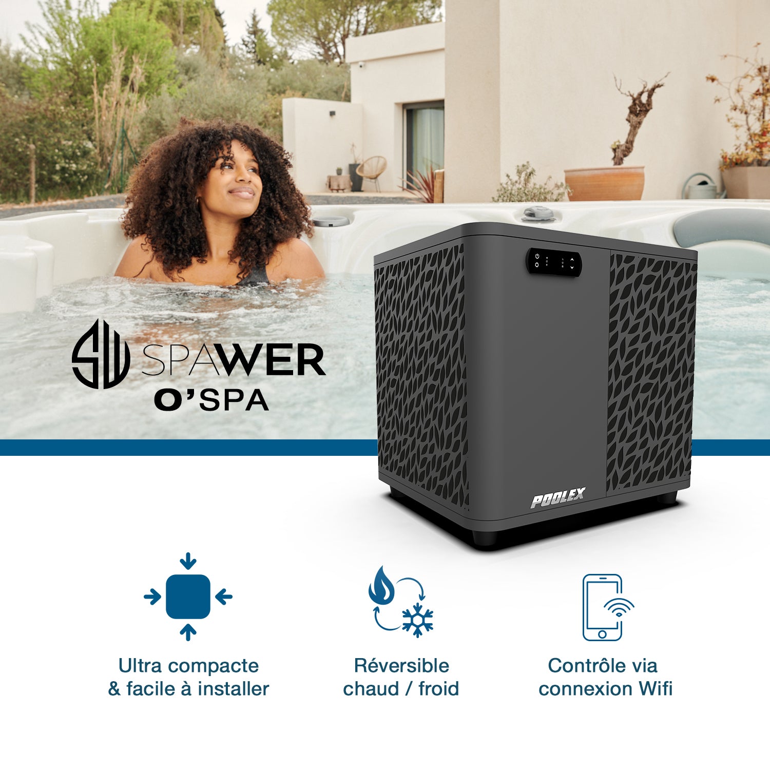 5kW Poolex O'Spa Spa & Hot Tub Heat Pump with Chiller Function (Wi-Fi)