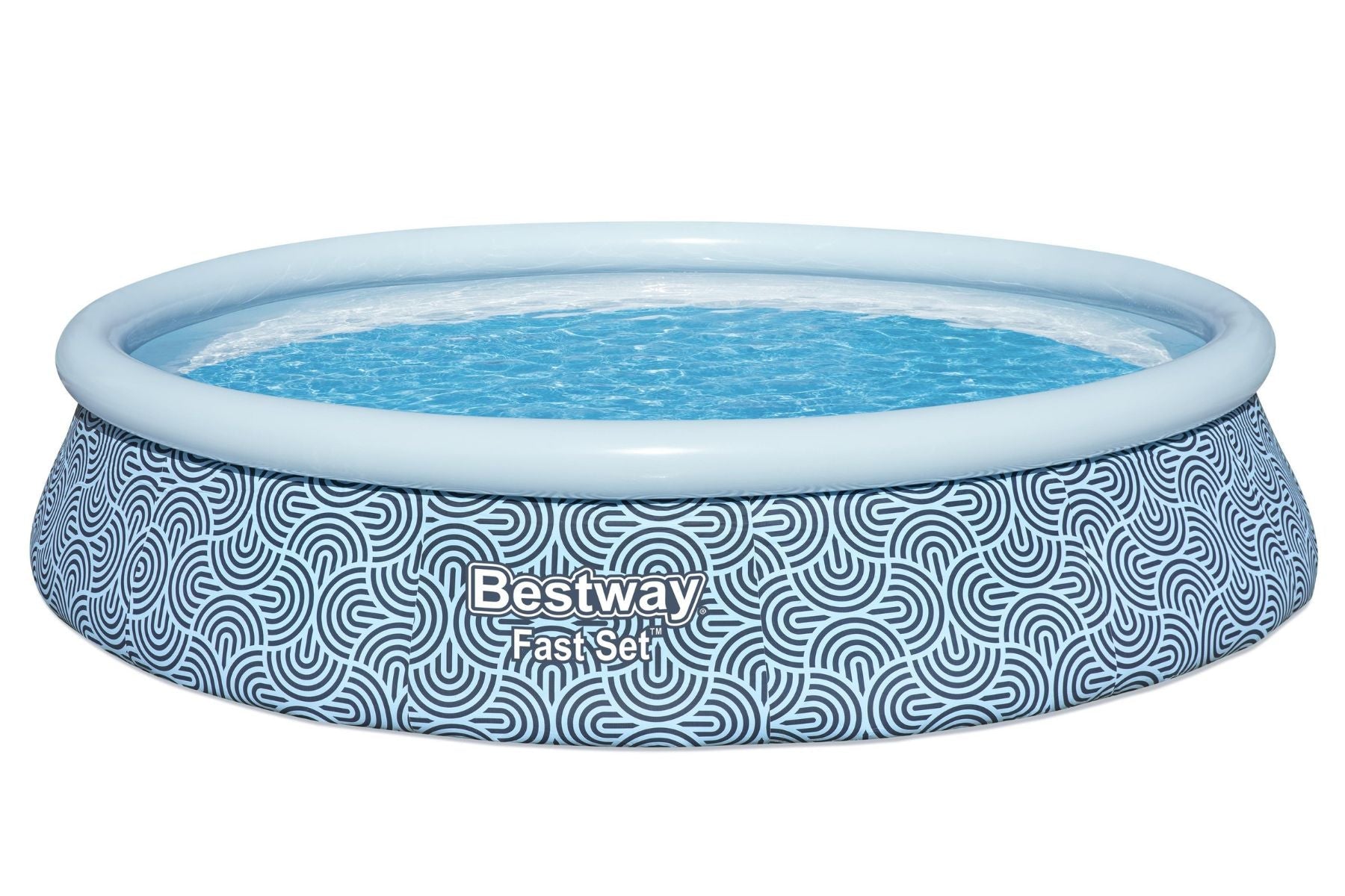 Bestway Fast Set 13ft x 33in Rattan Print Round Inflatable Pool with Filter Pump