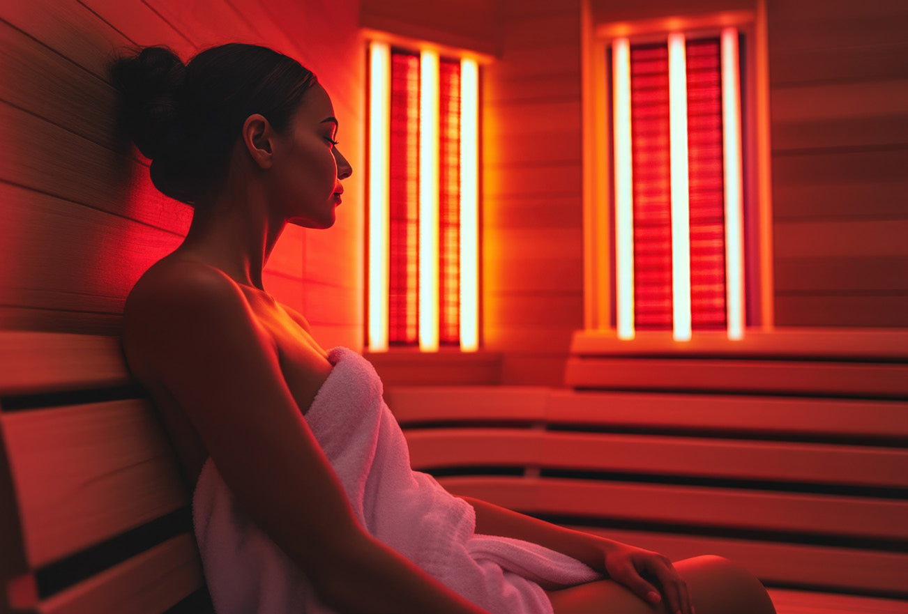 Infrared sauna session with Dual Healthy emitters