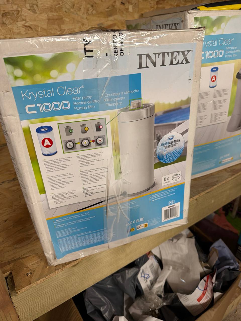 CLEARANCE: Intex C1000 Krystal Clear Cartridge Filter Pump 1000 GPH (EU Version, incl EU-to-UK Plug Adapter) - Brand New - Scruffy Box