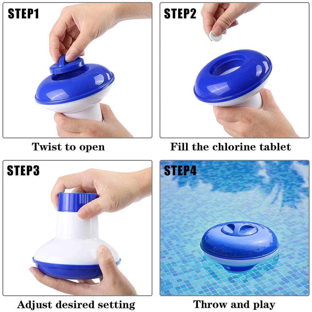 Premier Blue Floating Chlorine or Bromine Dispenser for Pools Spas and Hot tubs