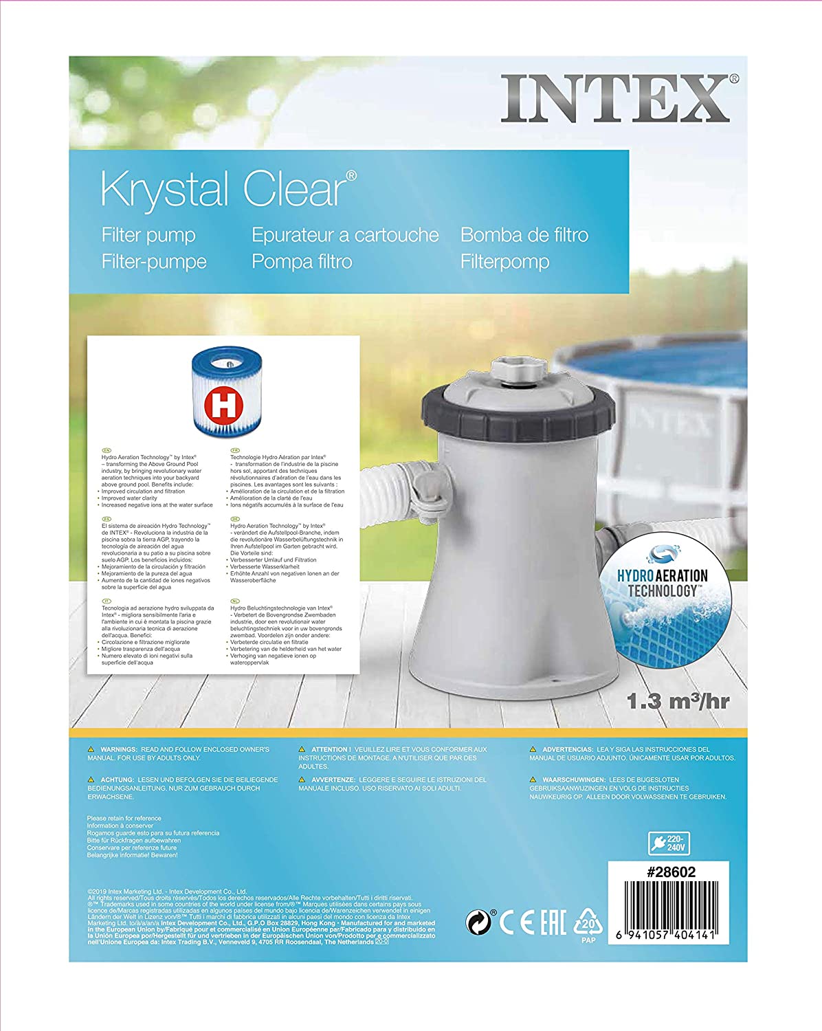 Intex Krystal Clear 1500L/hr (330 gals) Filter Swimming Pool Pump (28602BS)