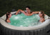 Intex PureSpa Greywood Deluxe Inflatable 4 Person Hot Tub Spa - Includes 2 x Headrests - Drinks Holder and and Chlorine Starter Kit