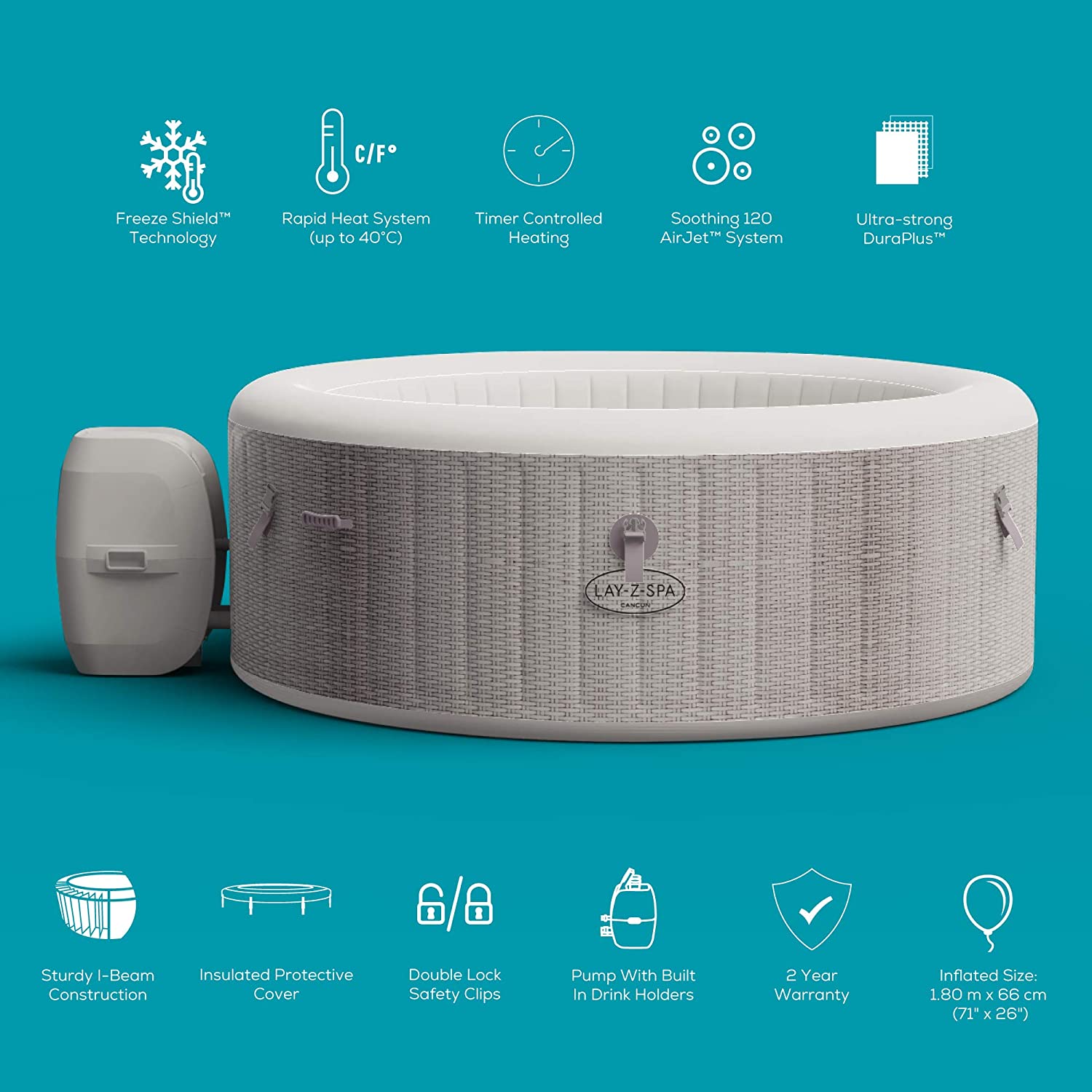 Lay-Z-Spa Cancun AirJet 4-Person Spa