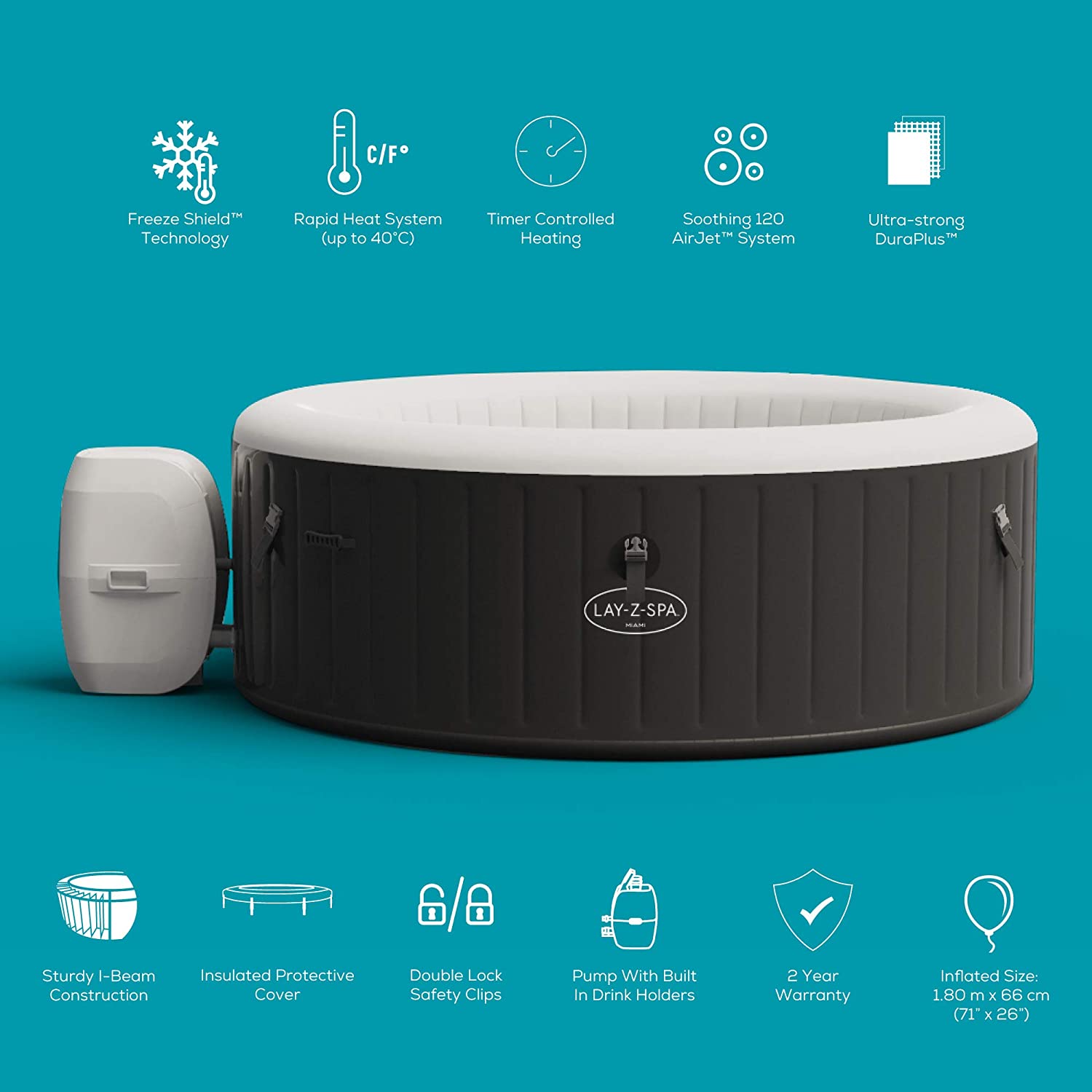 Lay-Z-Spa Miami AirJet 4-person Spa - view 9