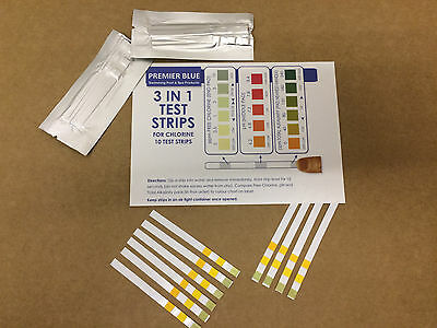 Premier Blue 3 in 1 Chlorine Test Strips